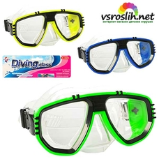 Маска для плавания 6510 (192шт) 17-8см, регулир.ремешок, 3 цвета, в кульке, 20-18-6см