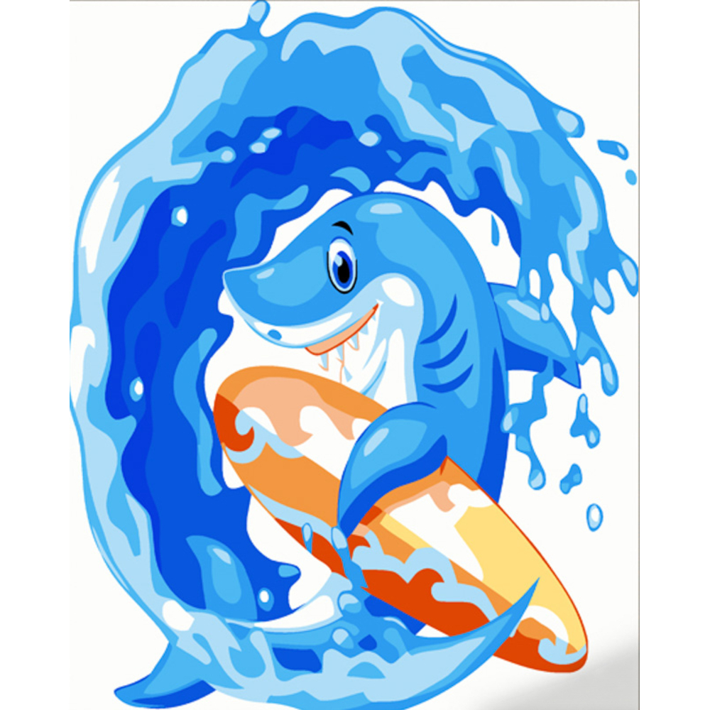 Фото, Видеообзоры картина за номерами strateg преміум весела акула розміром 30х30 см (es132)