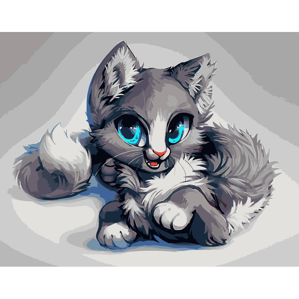 Фото, Видеообзоры картина за номерами strateg преміум аніме-кошеня розміром 40х50 см (dy181)