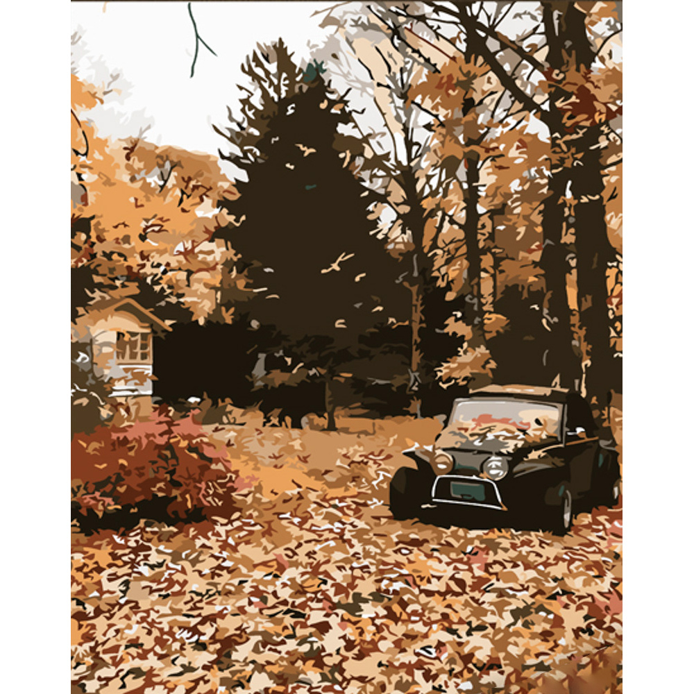 Фото, Видеообзоры картина за номерами strateg преміум затишна осінь з лаком розміром 30х40 см (ss6787)