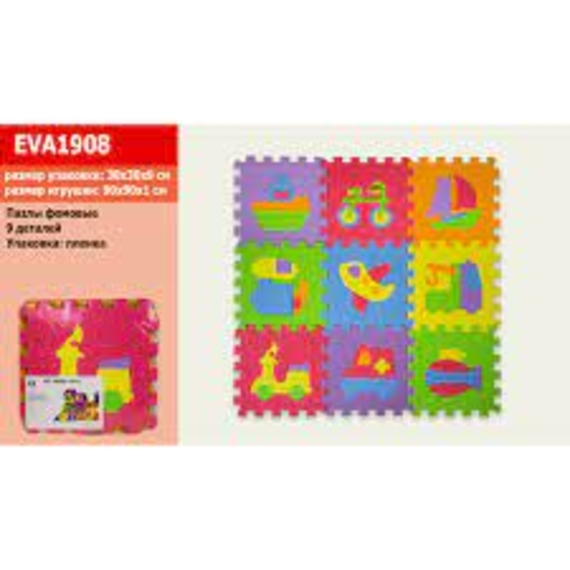 Килимок-пазл EVA1908 (24шт) транспорт, 9дет, в плівці 30*30см