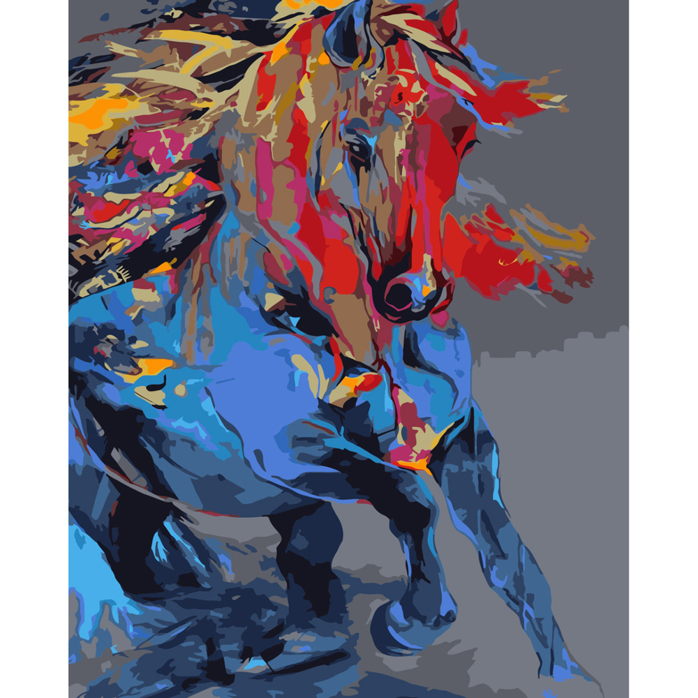 Фото, Видеообзоры картина за номерами strateg преміум акварельнй скакун з лаком розміром 30х40 см (ss-6463)