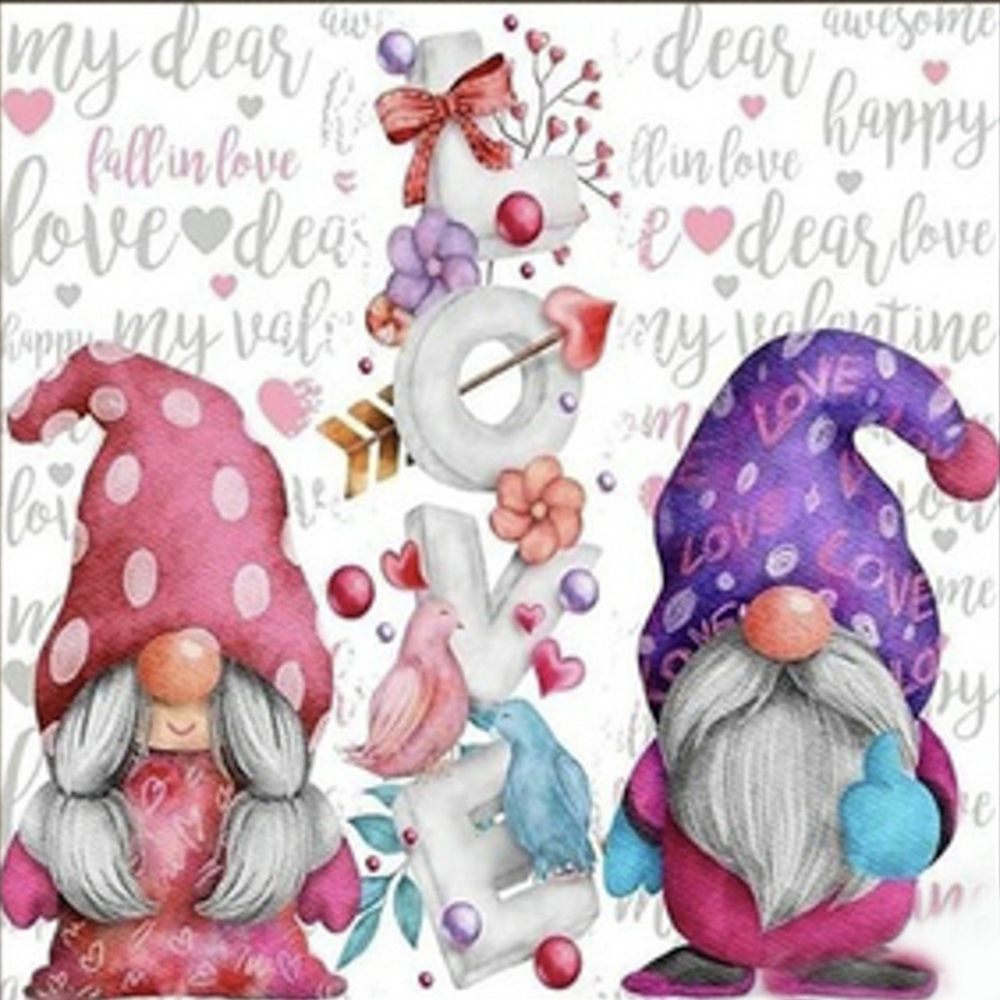 Фото, Відеоогляди алмазна мозаїка strateg преміум  гноми кохання розміром 30х30 см  (me13837)