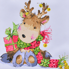 Картина за номерами Strateg ПРЕМІУМ Олень з подарунком з лаком та з рівнем розміром 40х40 см(SK061) Картина за номерами Strateg ПРЕМІУМ Олень з подарунком з лаком та з рівнем розміром 40х40 см(SK061)