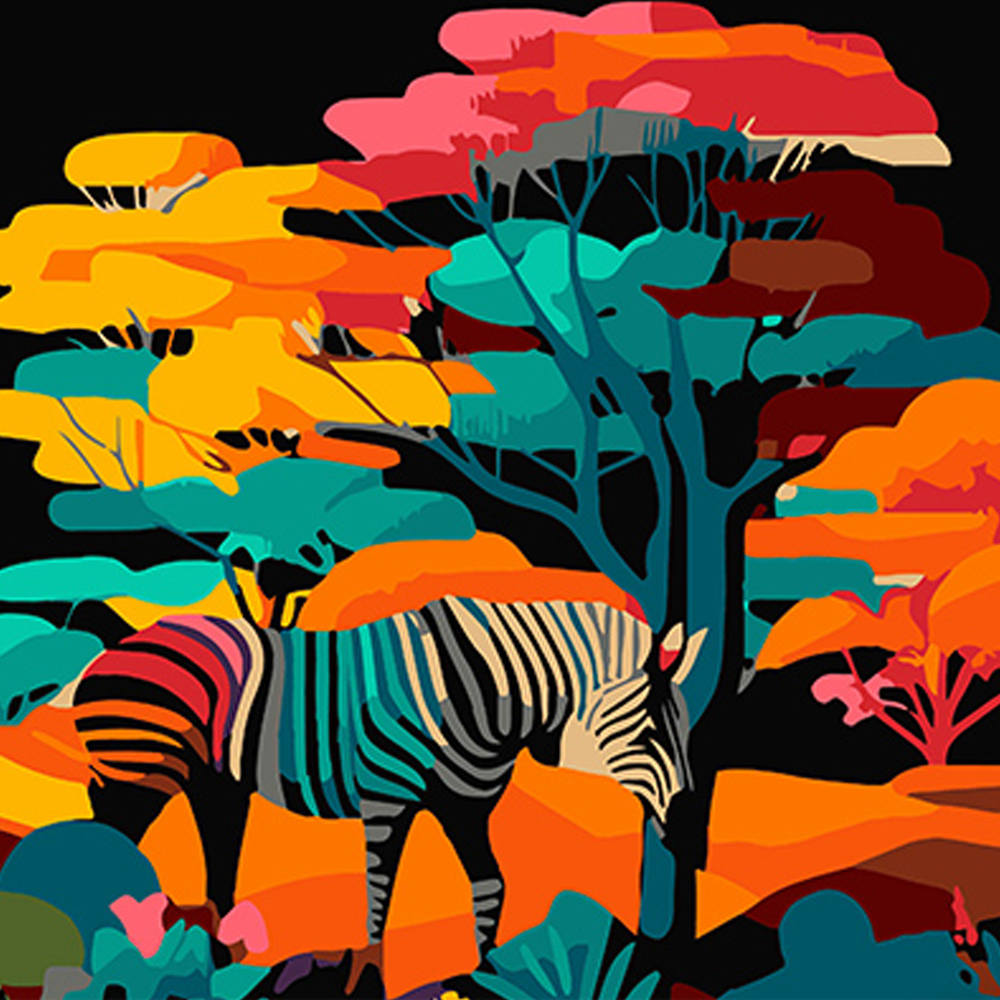 Фото, Видеообзоры картина за номерами strateg преміум зебра на тлі природи на чорному фоні розміром 40х40 см (av4040-57)