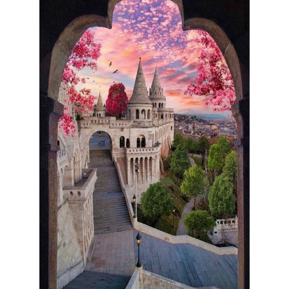 Фото, Відеоогляди алмазна мозаїка strateg преміум між частинами замку без підрамника розміром 50х65 см  (sgk86077)
