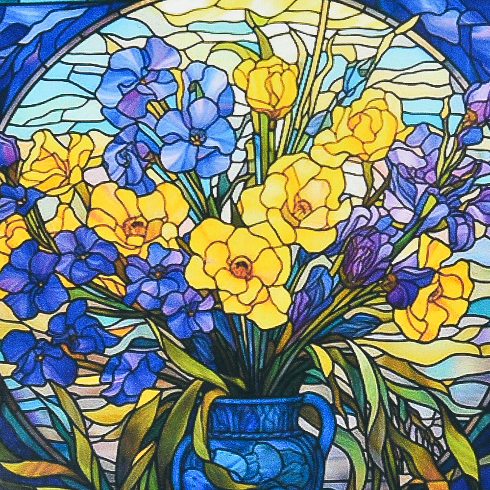 Фото, Відеоогляди алмазна мозаїка strateg преміум вітражні квіти розміром 30х30 см не повна викладка (deex16280)