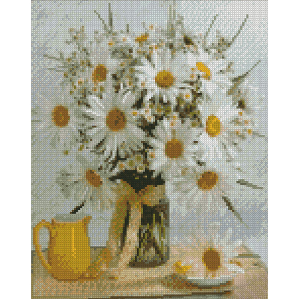 Фото, Відеоогляди алмазна мозаїка strateg преміум ромашки на столі розміром 30х40 см (kb014)