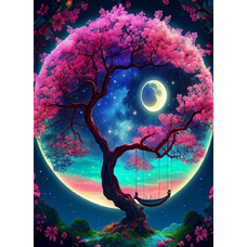 Алмазна мозаїка Strateg ПРЕМІУМ Місячна сакура без підрамника розміром 50х65 см (SGK86072) Алмазна мозаїка Strateg ПРЕМІУМ Місячна сакура без підрамника розміром 50х65 см (SGK86072)