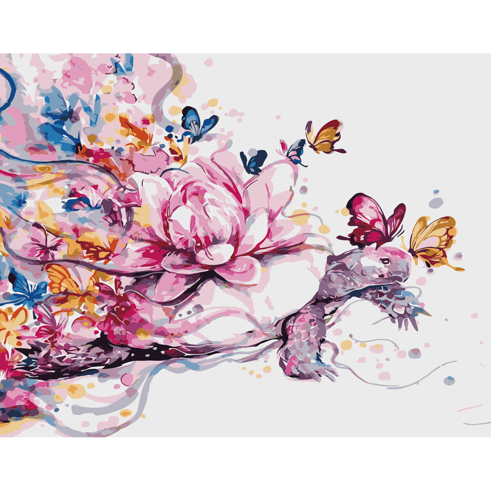 Фото, Видеообзоры картина за номерами квіткова черепаха strateg з лаком розміром 40х50 см (va-1086)