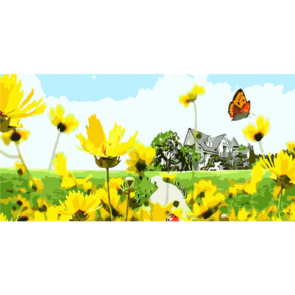 Фото, Видеообзоры картина за номерами strateg преміум будиночок у полі strateg розміром 50х25 см (ww062)