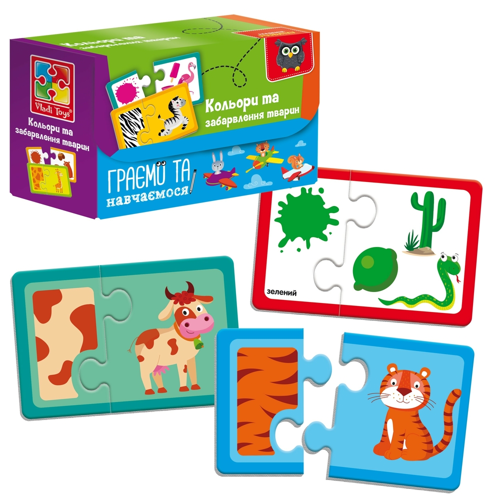 Фото, Відеоогляди гра настільна «знайди пару. кольори та забарвлення тварин» vladi toys vt5003-02