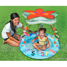 Басейн 57428 (6шт) круглый, с навесом-звездой, игрушки, в кор-ке, 102-86см