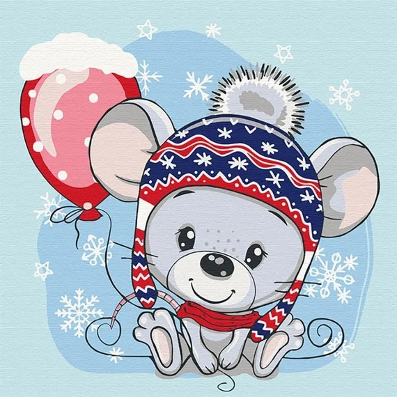 Картина за номерами "Мишка с кулькою" 30*30см