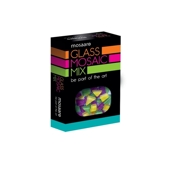 Скляна мозаїка «Mosaaro. Mosaic mix: green, yellow, glitter purple» MA5002