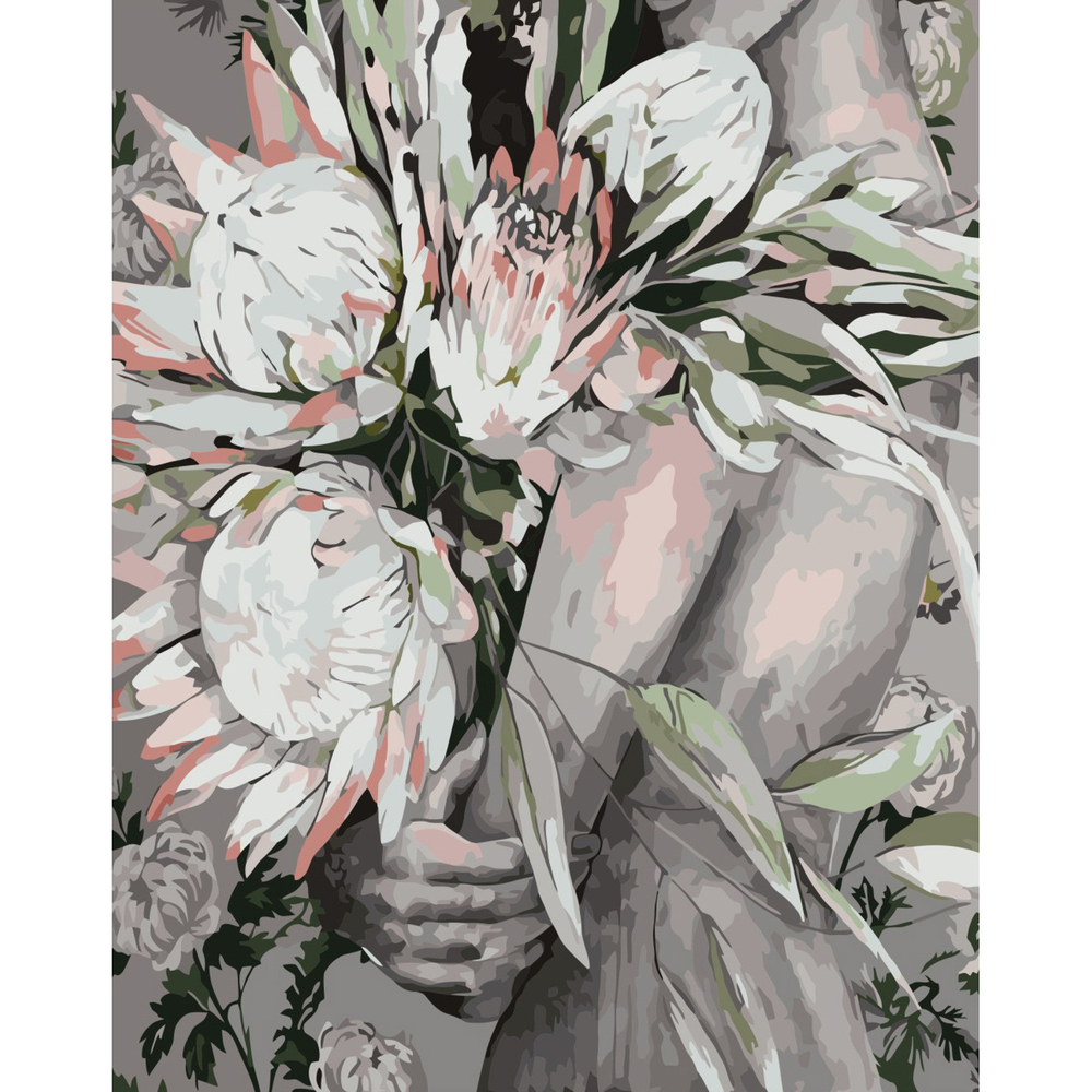 Фото, Видеообзоры картина за номерами strateg преміум букет протеї в обіймах з лаком розміром 40х50 см va-3344