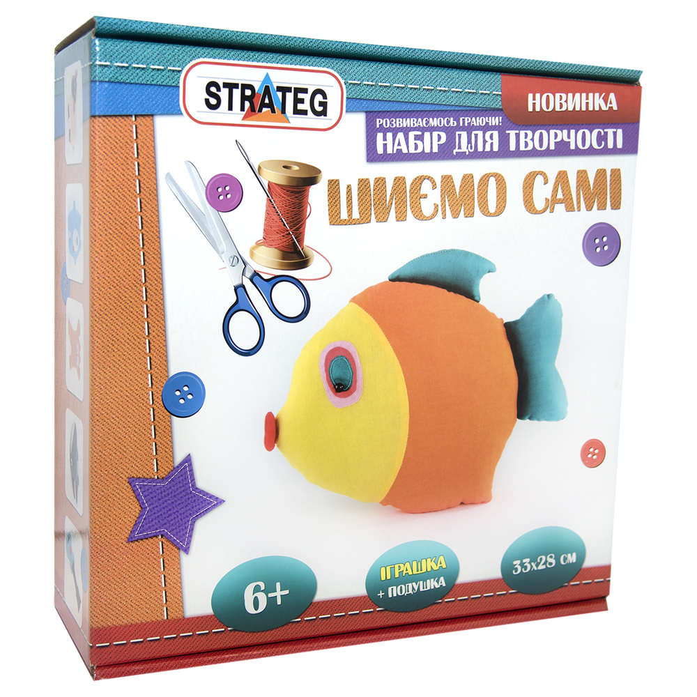 Фото, Відеоогляди набір для творчості strateg шиємо самі рибка українською мовою (іп-06)