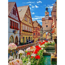 Алмазна мозаїка Strateg ПРЕМІУМ Будинки Ротенбург-об-дер-Таубер без підрамника розміром 40х50 см  (GC84751)
