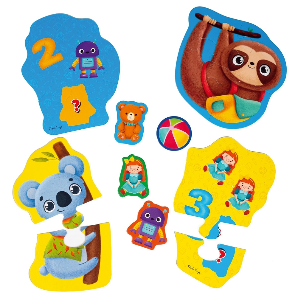 Фото, Відеоогляди пазли максі vladi toys картонні з грою малюк зможе «тварини. іграшки» vt1722-23