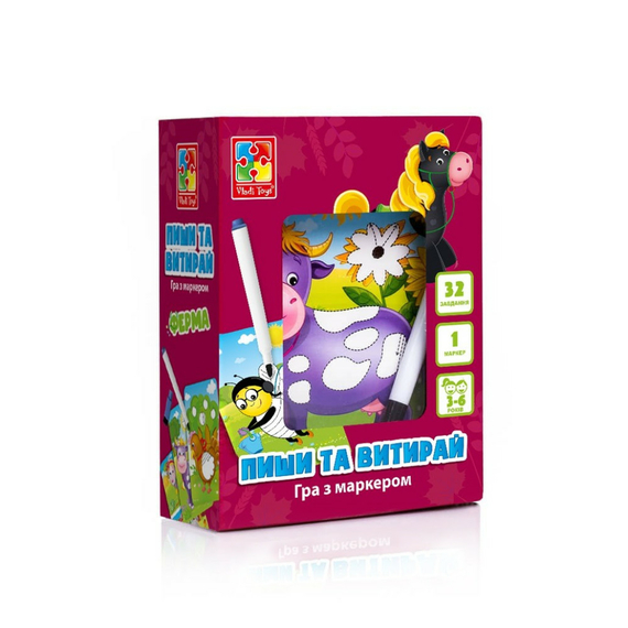 Гра настільна «Пиши та витирай. Ферма» VT5010-19