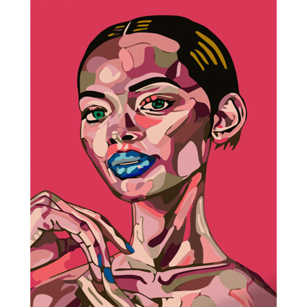 Фото, Видеообзоры картина за номерами strateg преміум блакитні губи розміром 40х50 см (gs613)