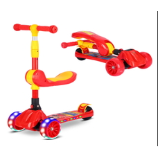 Детский самокат с сиденьем  и музыкой Красный 806950