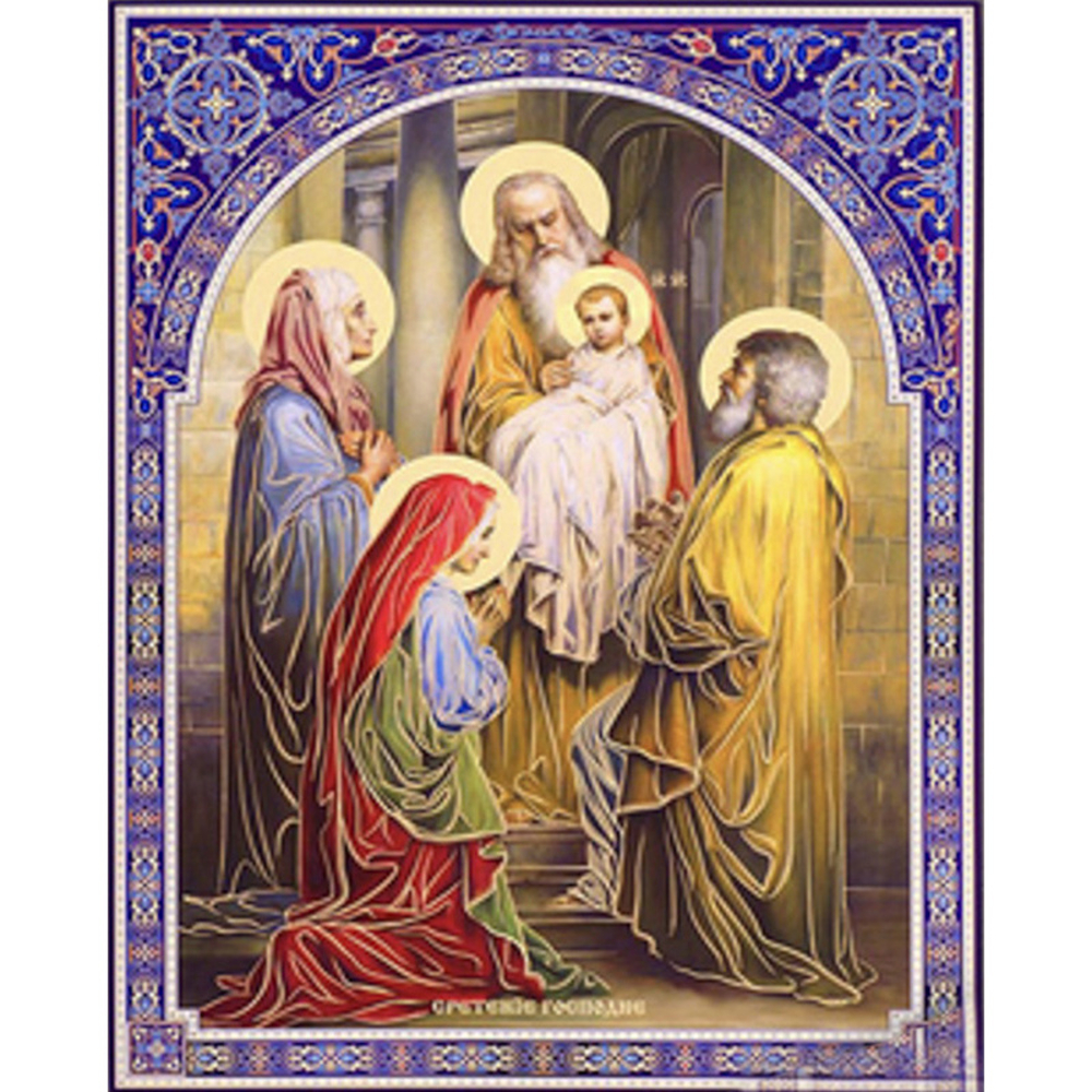 Фото, Відеоогляди алмазна мозаїка strateg преміум стрітення господнє розміром 40х50 см  (sk86013)