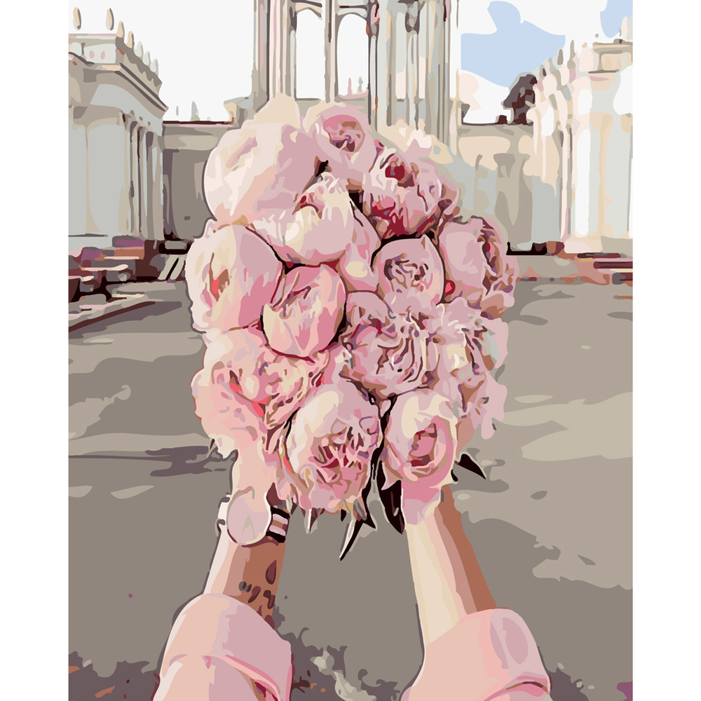Фото, Відеоогляди картина за номерами strateg преміум букет ніжних піонів з лаком розміром 40х50 см sy6117