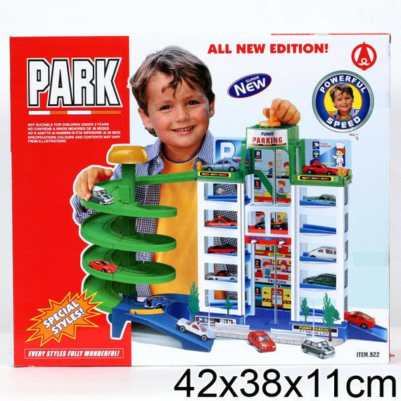 Гараж 922 (12шт) з машинками, в коробці 39,5*10,5*35см