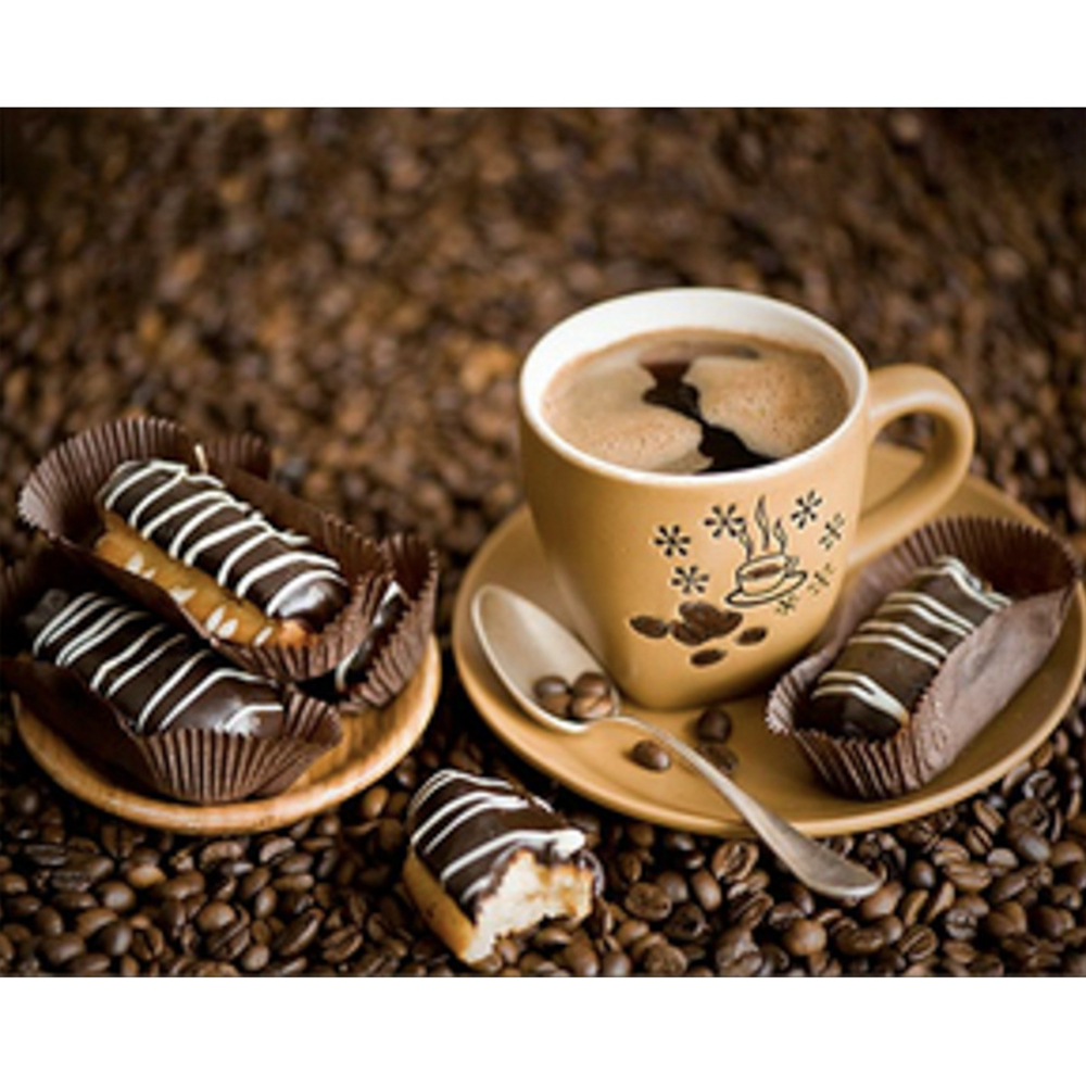 Фото, Видеообзоры алмазна мозаїка strateg преміум кава з солодощами розміром 40х50 см  (sk86022)