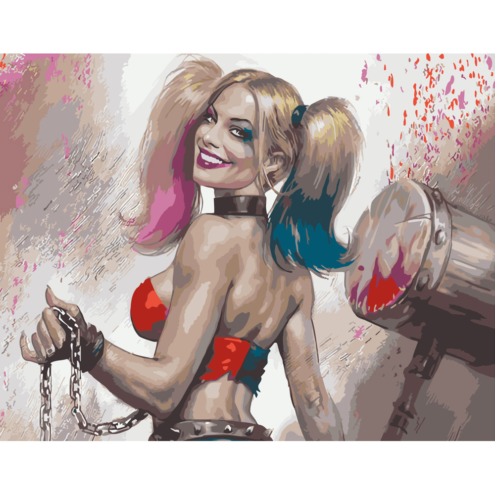 Фото, Видеообзоры картина за номерами strateg преміум небезпечна харлі розміром 40х50 см (gs531)