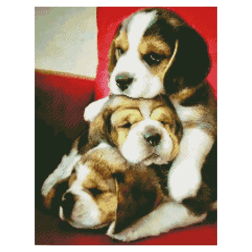 Фото, Відеоогляди алмазна мозаїка strateg преміум сонні цуценята 50х60 см ha0007