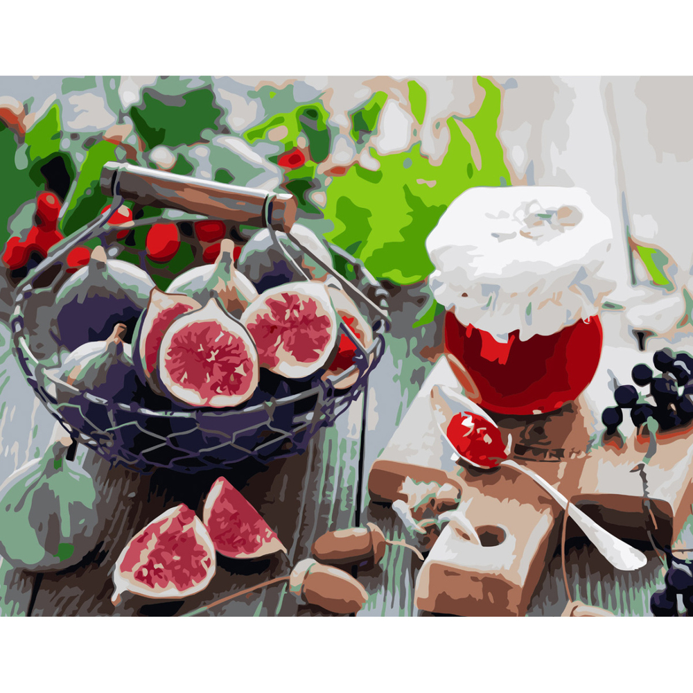 Фото, Видеообзоры картина за номерами strateg преміум натюрморт з інжиром з лаком розміром 40х50 см va-3009