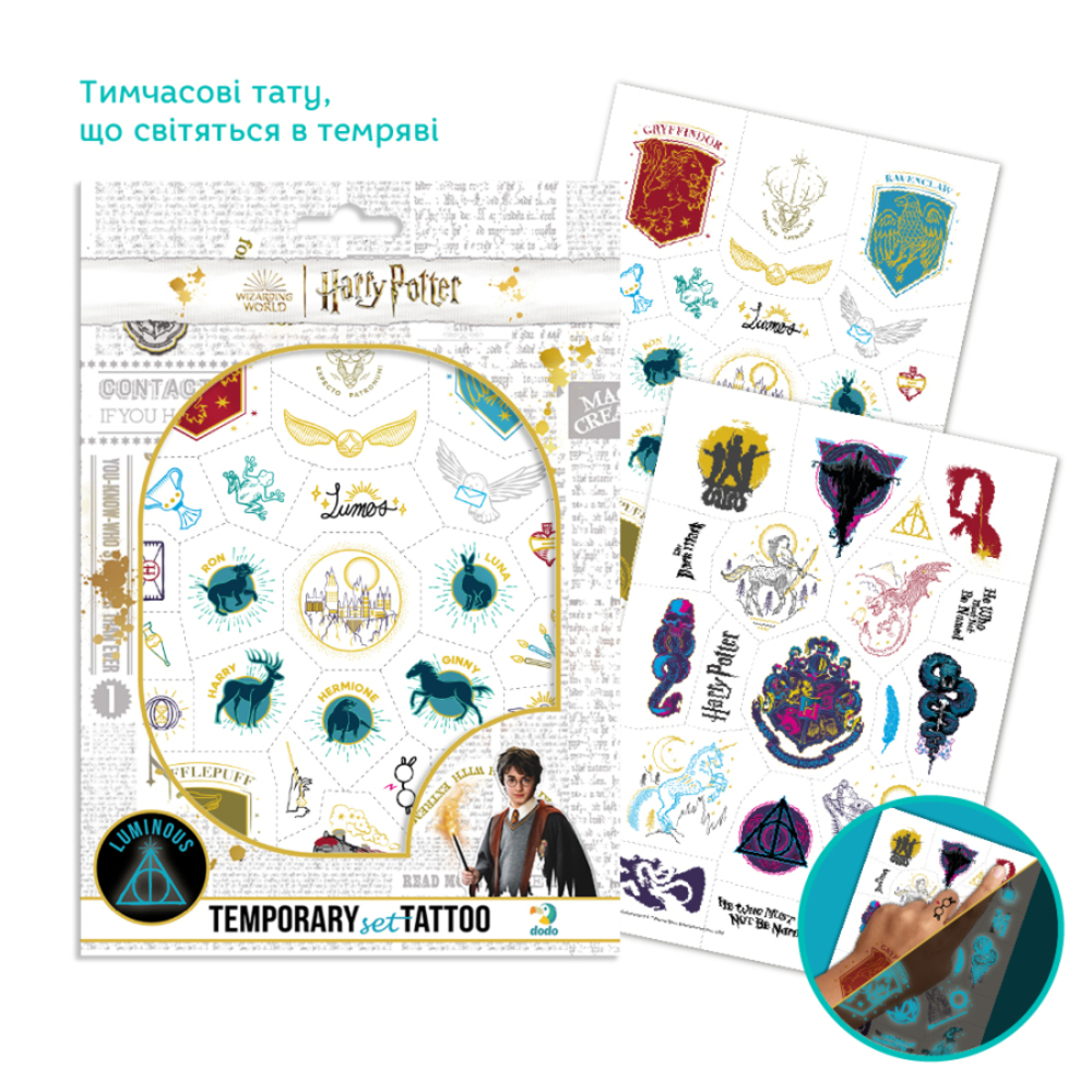 Фото, Відеоогляди набір дитячих тимчасових татуювань dodo harry potter символи