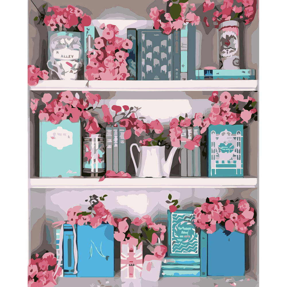 Фото, Видеообзоры картина за номерами strateg преміум поличка з квітами з лаком розміром 40х50 см va-3679