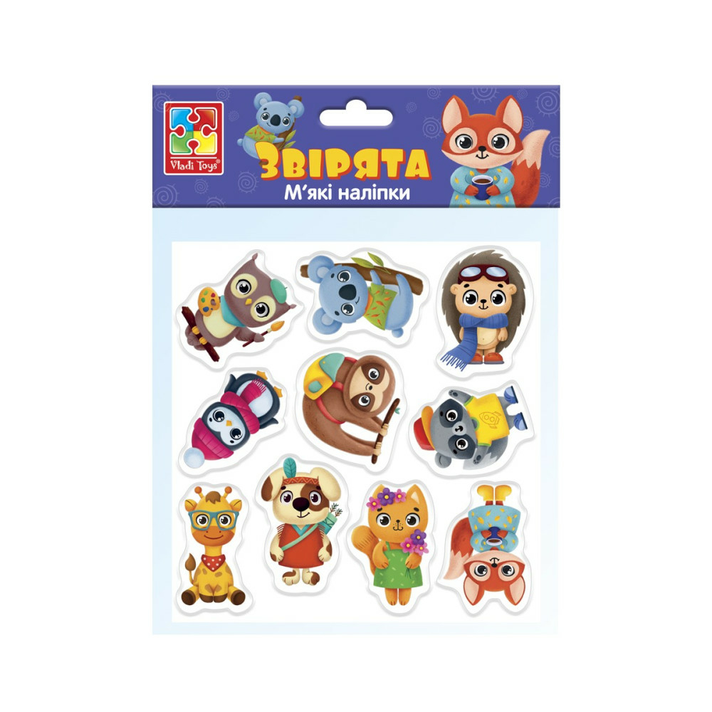 Фото, Відеоогляди набір для творчості м'які наліпки «звірята» vladi toys vt4210-10