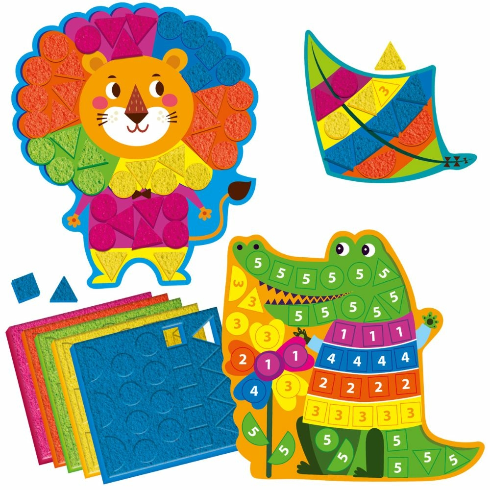 Фото, Видеообзоры набір для творчості vladi toys зі плюшевою мозаїкою «лев та крокодил» vt4511-18