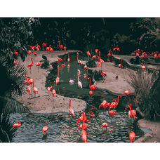 Картина за номерами Strateg ПРЕМІУМ Фламінго на водопої розміром 40х50 см (GS230) Картина за номерами Strateg ПРЕМІУМ Фламінго на водопої розміром 40х50 см (GS230)