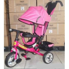 Велосипед трьохколісний BT-CT-0003 рожевий ручка,крыша,перед.кол.11 Велосипед трьохколісний BT-CT-0003 рожевий ручка,крыша,перед.кол.11