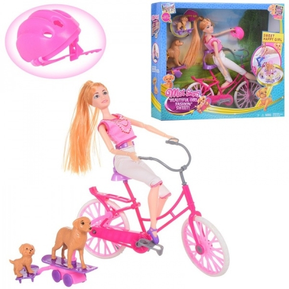 Лялька 1604 2види,собака,велосипед,скейт,шолом,в кор.