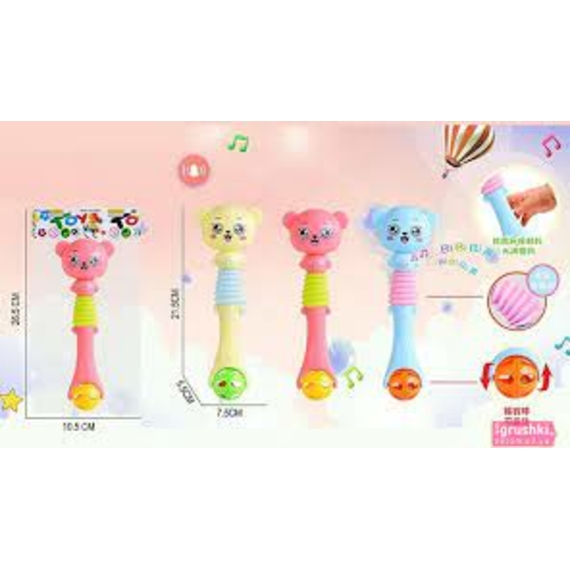 Брязкальце 650А-15 3 кольори, ведмедик, пискавка, дзеленчить, у пакеті