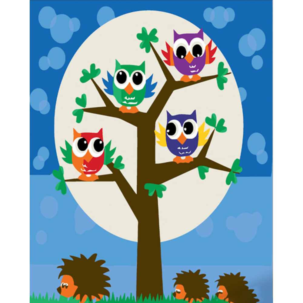 Фото, Видеообзоры картина за номерами strateg преміум совенки та їжачки розміром 30х30 см (es135)