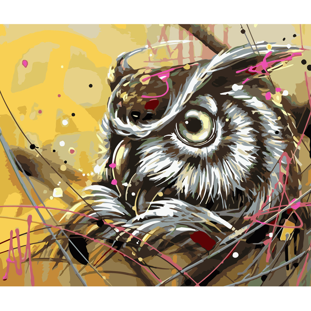 Фото, Відеоогляди картина за номерами strateg преміум сова у лініях з лаком розміром 40х50 см (sy6676)