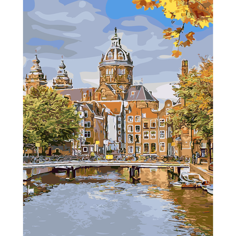 Фото, Відеоогляди картина за номерами strateg преміум осінь над містом з лаком розміром 40х50 см sy6248