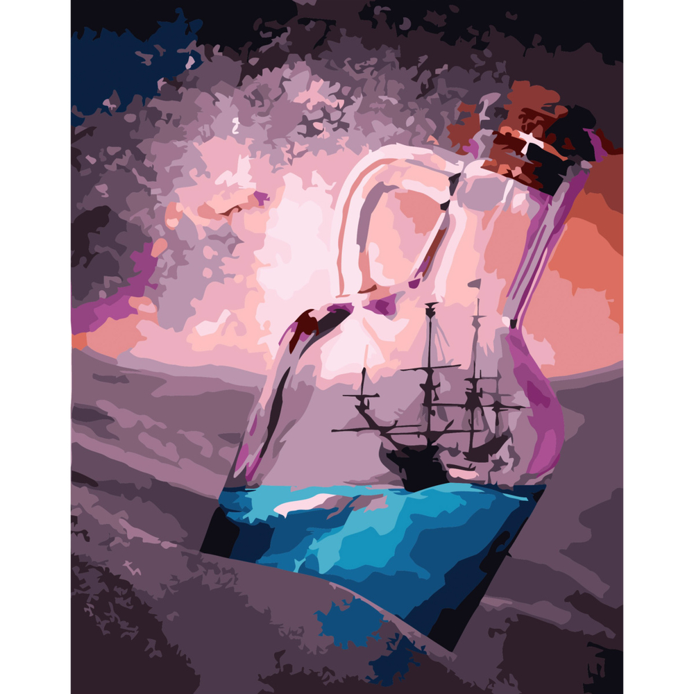 Фото, Відеоогляди картина за номерами strateg преміум корабель у пляшці з лаком розміром 40х50 см (sy6763)