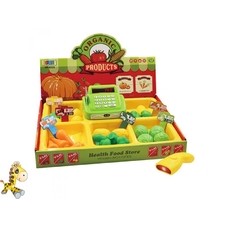 Кассовий аппарат 8323 (24шт) сканер, корзинка, продукты, деньги, звук, свет, на бат-ке, в кор, 42-27,5-14см