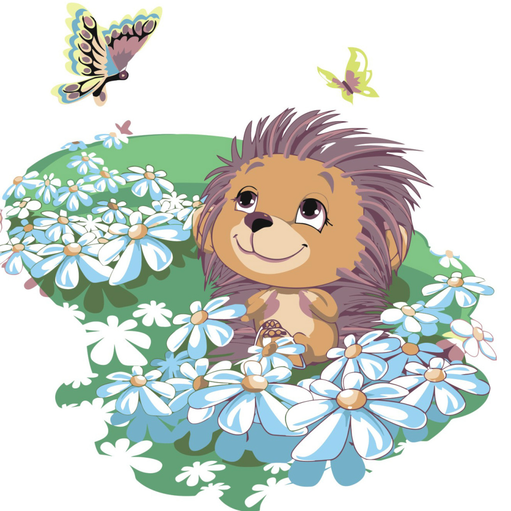 Фото, Відеоогляди картина за номерами strateg преміум їжачок з метеликами з лаком розміром 30х30 см es068