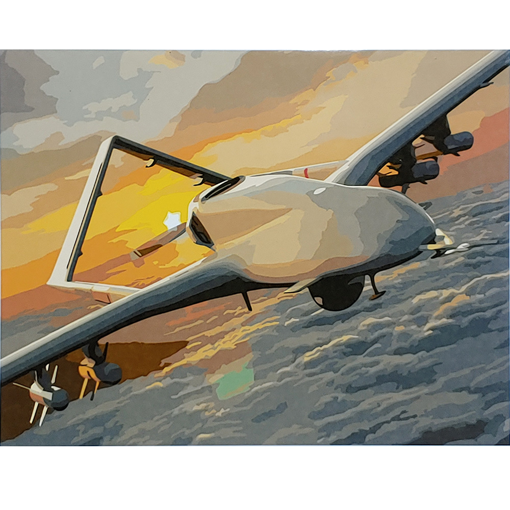 Фото, Відеоогляди картина за номерами strateg преміум байрактар серед хмар з лаком розміром 40х50 см (sy6936)