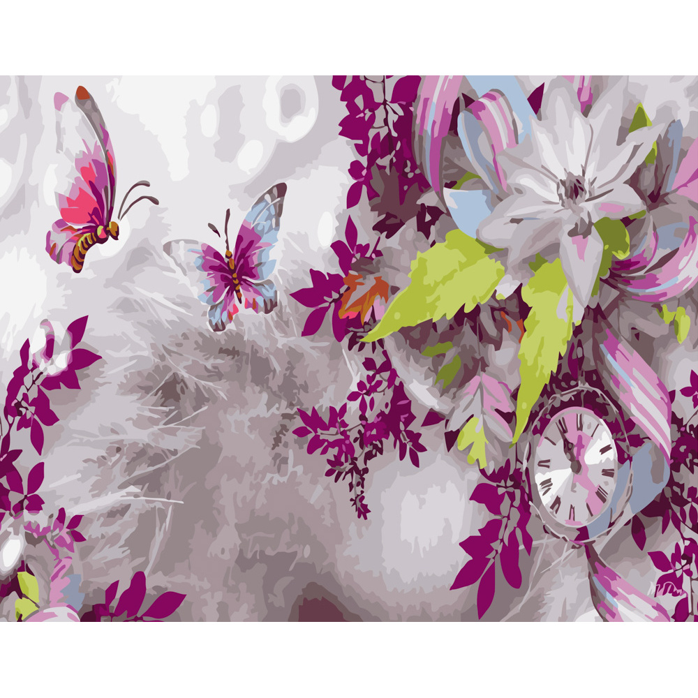 Фото, Відеоогляди картина за номерами strateg преміум метелики в квітах розміром 40х50 см (gs325)