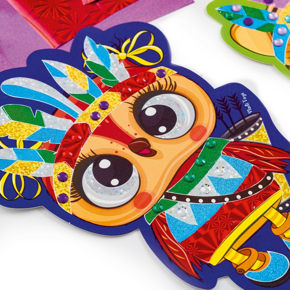 Фото, Відеоогляди набір для творчості зі стразами та фольгою «foil art. шалені індіанці» vladi toys vt4433-09